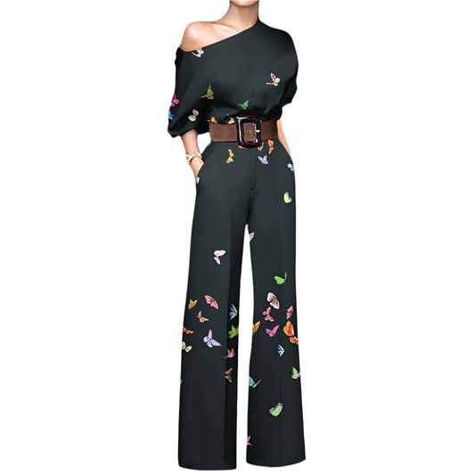 Mujer - Mono Elegante con Estampado de Mariposas - Tejido Cómodo y Diseño de Moda - Ideal para Cualquier Ocasión