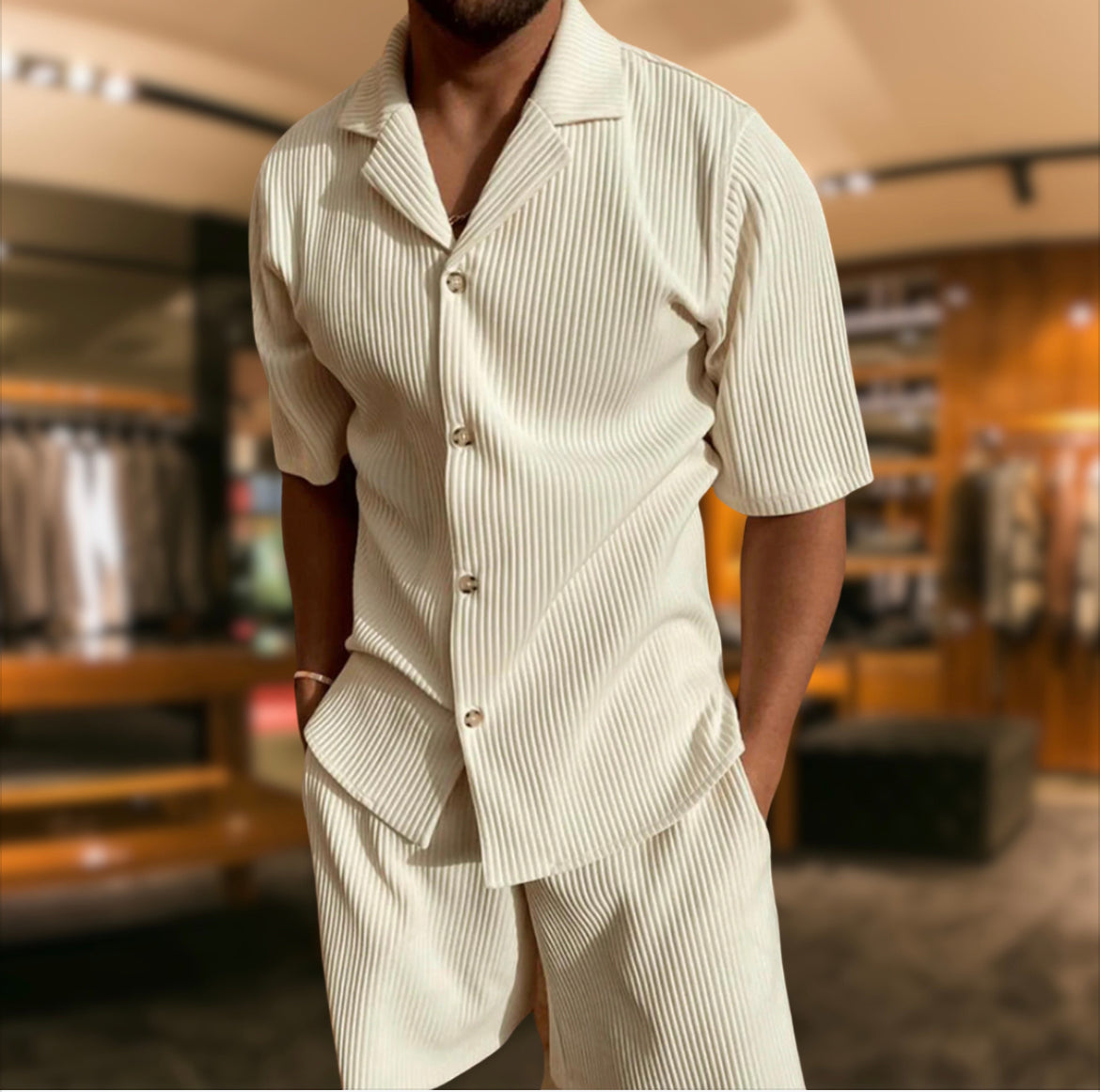 Hombre - Conjunto de verano de lujo - Tejido cómodo y elegante - Ideal para climas cálidos