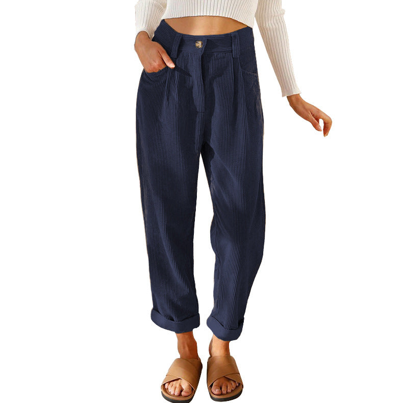 Mujer - Pantalón de Pana Moderno - Casual y Ajuste Holgado - Ideal para Uso Diario