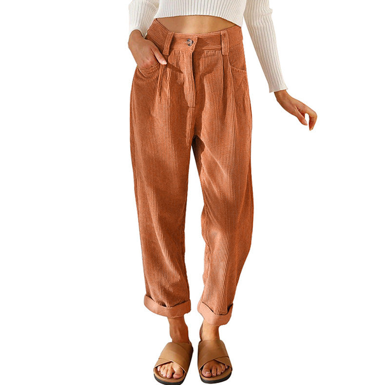 Mujer - Pantalón de Pana Moderno - Casual y Ajuste Holgado - Ideal para Uso Diario