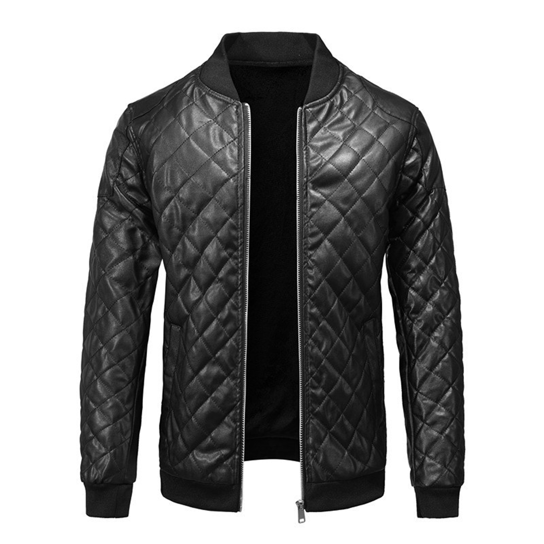 Hombre - chaqueta de cuero - Diseño de moda en negro - Prenda exterior con estilo para looks a la última