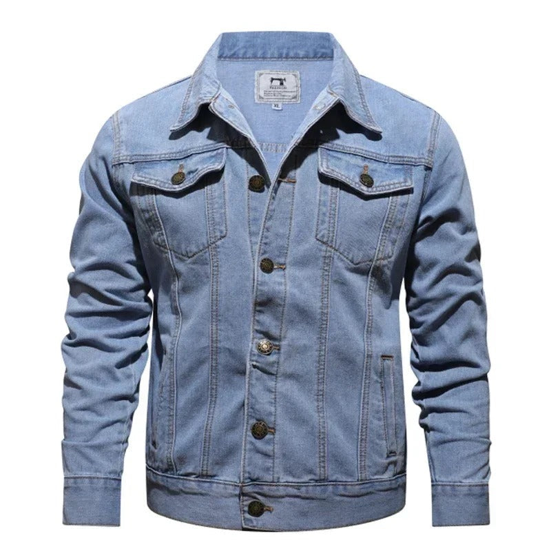 Chaqueta Cortavientos Reversible Azul Claro para Hombres - Estilo Vaquero - Ideal para Climas Frescos